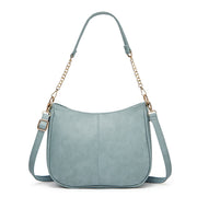 Blue | Harper blue faux leather convertible hobo shoulder bag