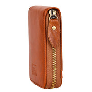 Orange Mercer card wallet showing the zip-around side profile
