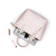 Pink | Madison 16L pink zip tote shown open with everyday essentials