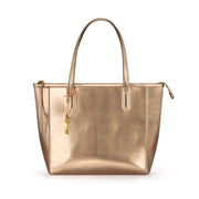Gold | Madison 16L metallic gold women's zip tote, three-quarter view