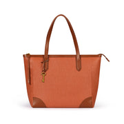 Orange | Madison women's orange PU leather tote bag, front view