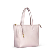 Pink | Madison 16L pearlescent pink tote bag, angled view