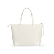 White | Madison women's white PU leather tote bag, front view