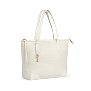 White | Madison 16L white zip tote bag, angled side view