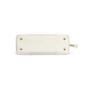 White | Madison white tote bag reinforced bottom with metal feet