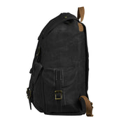 Black | Ranger black waxed canvas backpack side profile