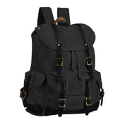 Black | Black leather-trimmed vintage rucksack angled view