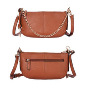 Brown | Audrey brown convertible hobo bag front and rear views with back zipper pocket
