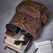 Ranger rucksack packed with books and travel essentials
