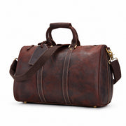 Dark Brown | Beaumont vintage full leather travel duffel three-quarter view