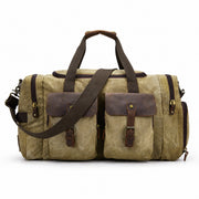 Light Brown | Atlas light brown waxed canvas weekender duffel front view