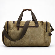 Light Brown | Atlas light brown waxed canvas travel duffel rear view