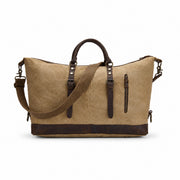 Brown | Voyager brown waxed canvas duffel reinforced bottom view