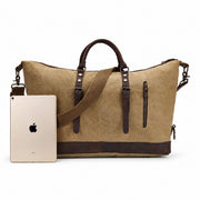 Brown | Voyager brown oversized weekender duffel angled view