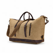 Brown | Voyager brown waxed canvas duffel open top interior view