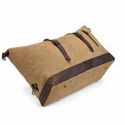 Brown | Voyager brown 50L duffel packed with clothing and travel essentials