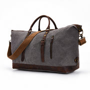 Gray | Voyager gray oversized weekender duffel angled view