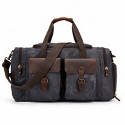 Gray | Atlas gray waxed canvas weekender duffel front view