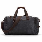 Gray | Atlas gray waxed canvas travel duffel rear view