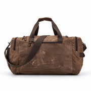 Dark Brown | Atlas dark brown waxed canvas travel duffel rear view
