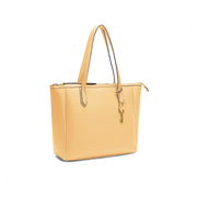 Yellow | Madison yellow zip tote bag, three-quarter side view