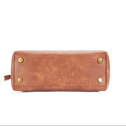 Beige | Madison beige brown tote bag reinforced bottom with metal feet