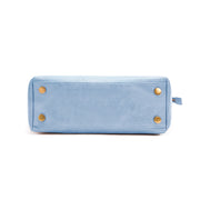 Aqua | Madison aqua blue tote bag reinforced bottom with metal feet