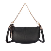 Black | Audrey black mini shoulder bag with chain strap and adjustable crossbody strap