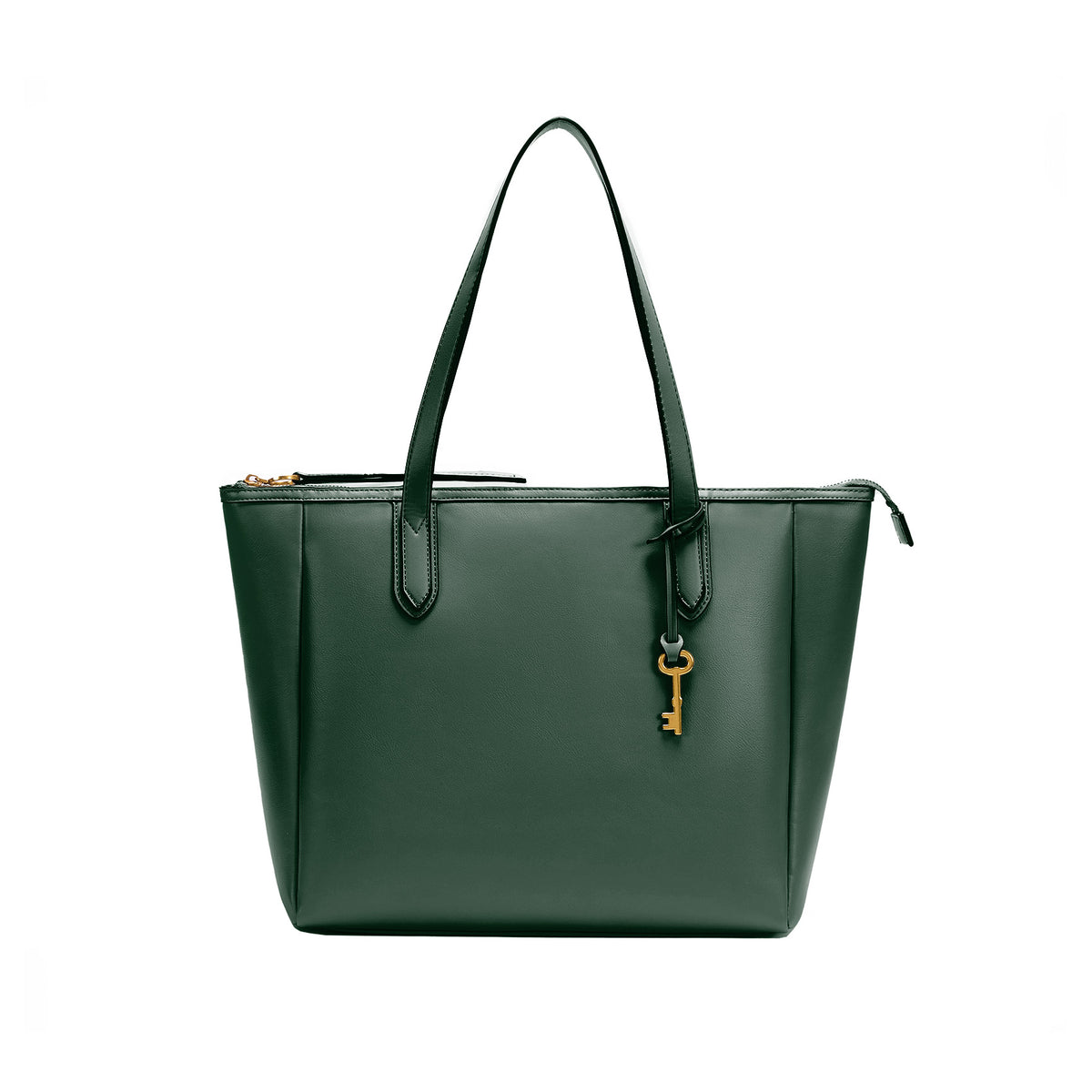 Green | Madison women's dark green PU leather tote bag, front view