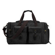 Black | Atlas black waxed canvas weekender duffel front view