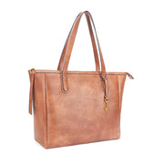 Beige | Madison 16L beige brown zip tote, three-quarter view