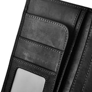 Black | Close-up of Hudson black wallet card slots and transparent photo window