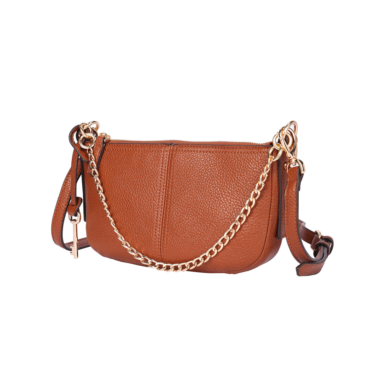 Brown | Audrey brown mini convertible hobo bag with chain and crossbody straps