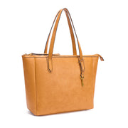Tan | Madison women's tan PU leather tote bag, straight front view