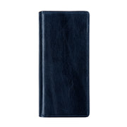 Blue | Hudson blue cowhide long bifold wallet front view