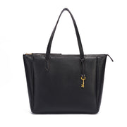Black | Madison women's black PU leather tote bag, front view