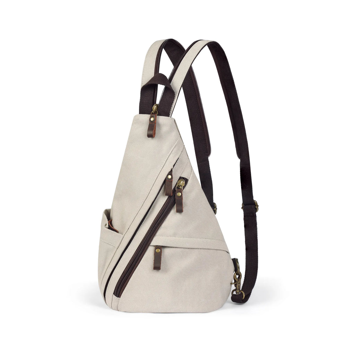 White | Atlas white 3-in-1 canvas sling backpack front view