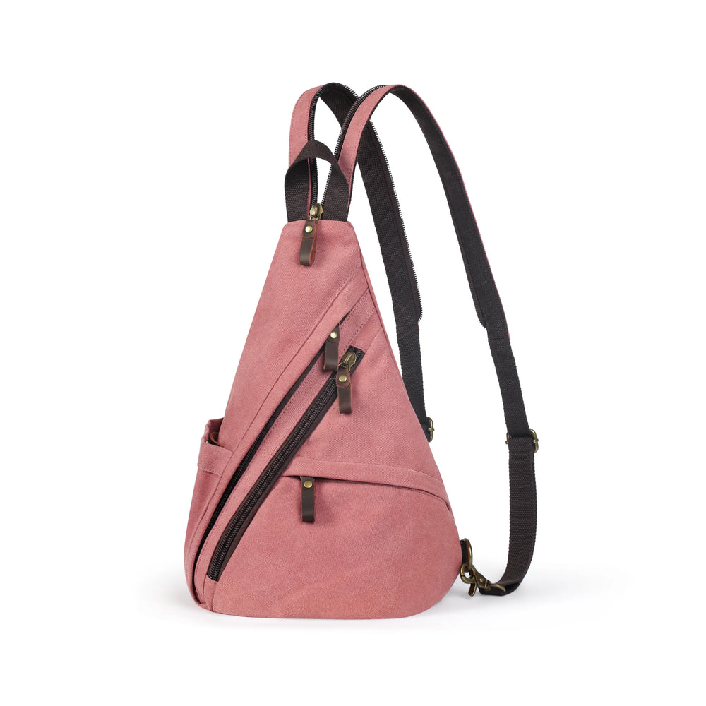 Red | Atlas red 3-in-1 canvas sling backpack front view