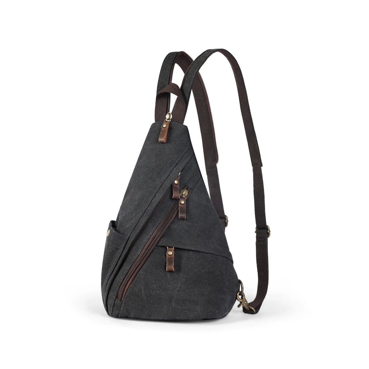 Gray | Atlas gray 3-in-1 canvas sling backpack front view