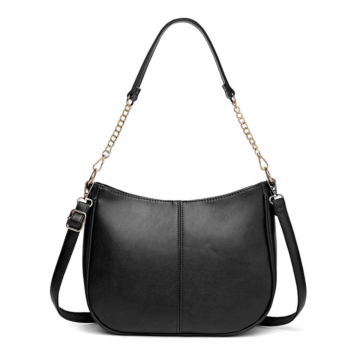 Black | Harper black faux leather convertible hobo shoulder bag