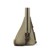 Brown | Atlas brown canvas 3-in-1 sling backpack side view