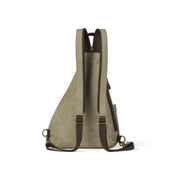 Brown | Atlas brown convertible canvas backpack rear view with adjustable straps