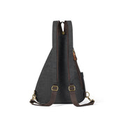 Gray | Atlas gray convertible canvas backpack rear view with adjustable straps