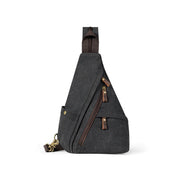 Gray | Atlas gray convertible canvas sling bag angled front view