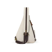 White | Atlas white canvas 3-in-1 sling backpack side view