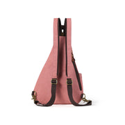 Red | Atlas red convertible canvas backpack rear view with adjustable straps