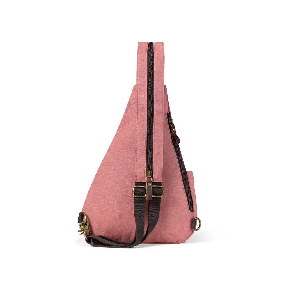 Red | Atlas red canvas 3-in-1 sling backpack side view