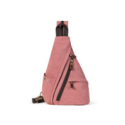 Red | Atlas red convertible canvas sling bag angled front view