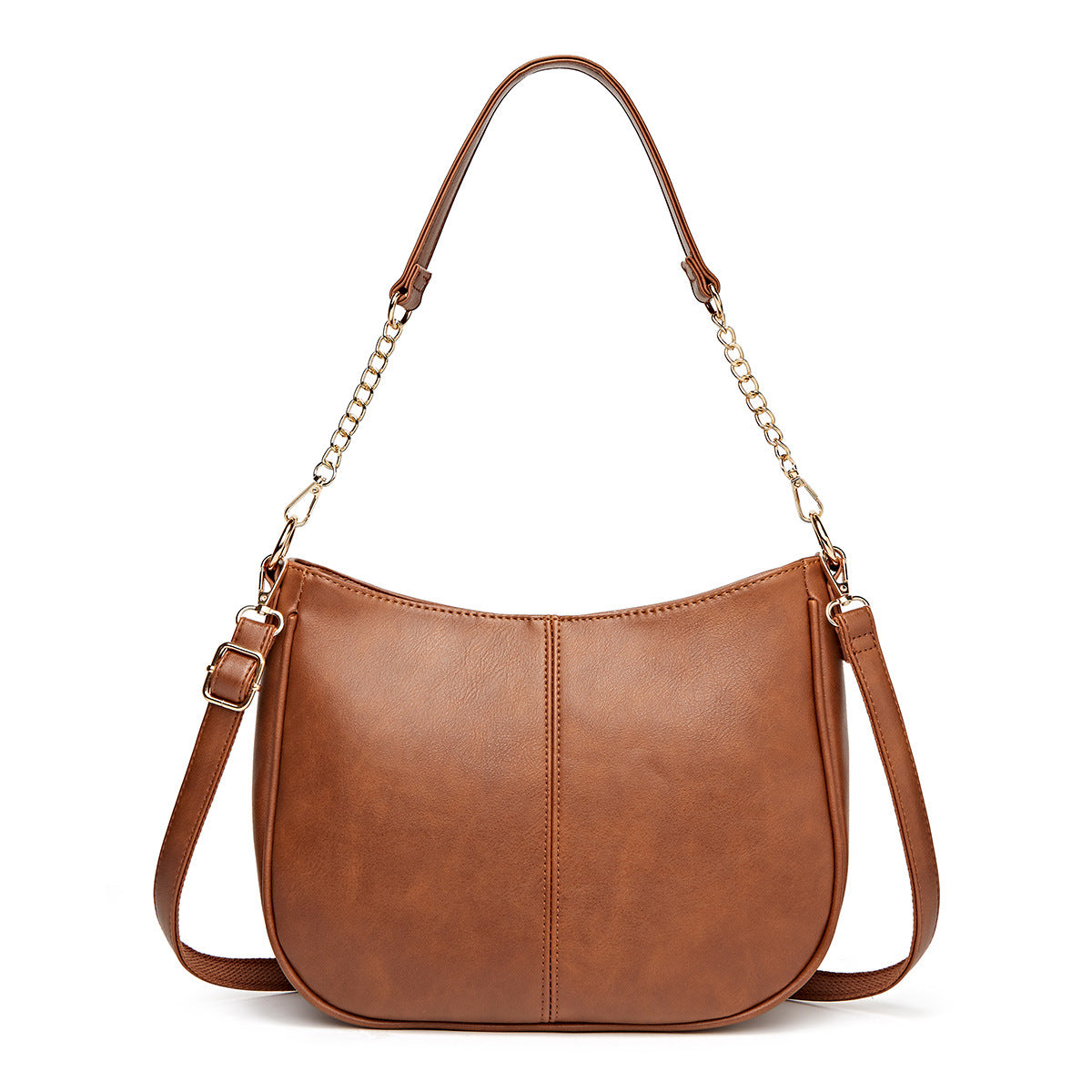 Brown | Harper brown faux leather convertible hobo shoulder bag