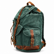 Forest green | Forest green leather-trimmed rucksack side view
